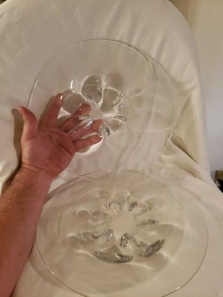 Two Extremely Rare Large Orrefors Sweden Clear Art Glass Platters Dishes Signed