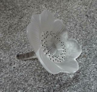 Authentic Lalique Anemone Crystal Flower Signed Paperweight France Vtg Sculpture