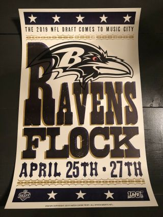 Baltimore Ravens 2019 Nfl Draft Rare Hatch Show Print Poster Nashville