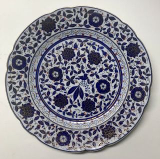 2 Antique Cobalt Blue & Gold Porcelain Plates Floral Bird Royal Vienna 2