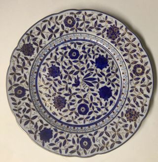 2 Antique Cobalt Blue & Gold Porcelain Plates Floral Bird Royal Vienna 6