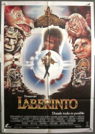 Qt25d Labyrinth David Bowie Jennifer Connelly Jim Henson Orig 1sh Spanish Poster