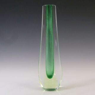 Galliano Ferro Murano/sommerso Uranium Green Glass Stem Vase