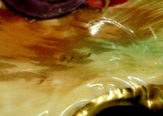 Vintage Aynsley Leaf Form Dish w Hand Painted Orchard Fruit Artist Signd D Jones 5