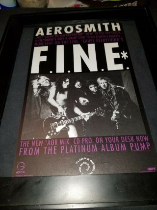 Aerosmith F.  I.  N.  E.  Rare Radio Promo Poster Ad Framed