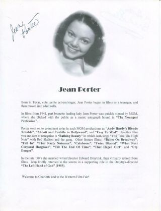 Jean Porter Autograph In One Million B.  C.  & Brad Buster Slaven Signed Photo Page
