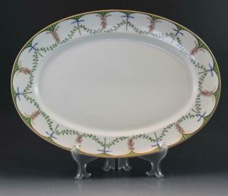 French Limoges Porcelain A.  Raynaud Ceralene Festivities Oval Serving Platter