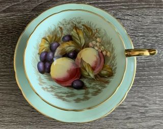 Rare Aynsley Orchard Fruit Tea Cup And Aynsley Saucer,  Artist Signed Handpainted
