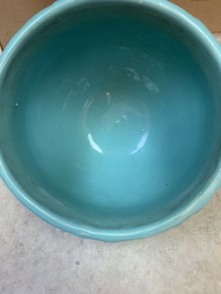 Vintage Large McCoy Pottery Planter Pot Urn Light Blueish Green Quilted Leaf 5
