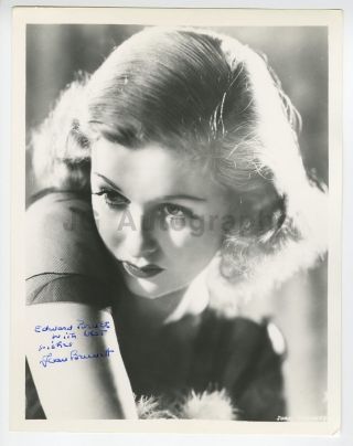 Joan Bennett - Film Noir Femme Fatale Actress - Signed 8x10 Photograph