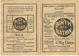 The Birth Of A Nation (1915) Strand Theatre,  Ks. ,  Salina,  Ks,  Brochure