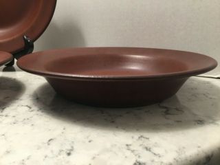 3 Vintage Heath Ceramic Pottery Red Brown Sandstone Soup Plates / Bowles 2