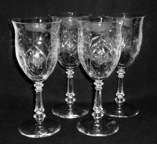 4 Libbey Rock Sharpe 2005 Stem Lynhurst Cut Crystal Water Goblets Glasses 7 - 5/8 "