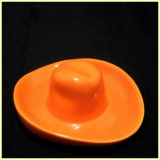Padre Pottery Cowboy Hat Ashtray Orange Glaze Pristine