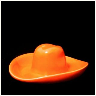 PADRE POTTERY Cowboy Hat Ashtray Orange Glaze Pristine 2