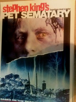 Pet Sematary,  1989 Rolled One Sheet,  Based On The Novel By Stephen King