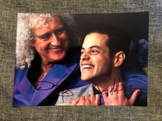 Rami Malek Brian May Queen Bohemian Rhapsody Cast Autograph Signed 6x8 Photo