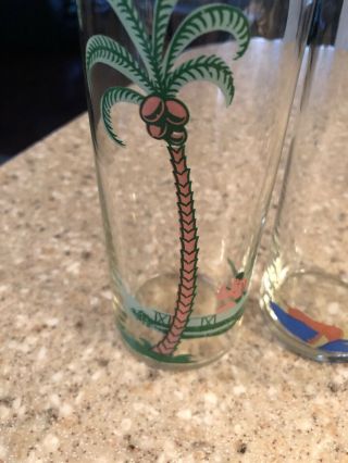 12 Vintage Libbey Glass Tropical Palm Tree Camel Cocktail High Ball Tiki 8