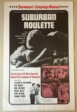 Vintage 1967 Suburban Roulette Pressbook Adult Drama Vickie Miles