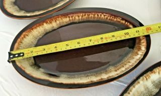 Four Vintage Pfaltzgraff Gourmet Brown Drip 12 " Serving Platter Oval Steak Plate