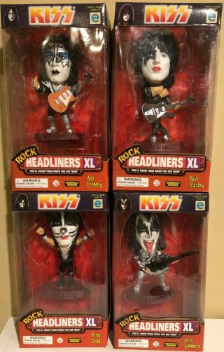 Kiss Rock Headliners Xl Limited Edition - Set Of 4 Gene Ace Peter Paul Figures