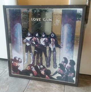 Vintage Kiss Love Gun Music Band Picture Sign Mirror with Metal Frame 2