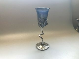 Gorgeous King Solomon Finds Israel Overlay Silver Hazar Glass Kiddush Cup Goblet