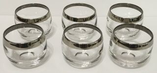 6 Vintage Dorothy Thorpe Silver Rim Roly Poly Bar Glasses 4 Oz Mid Century Mcm