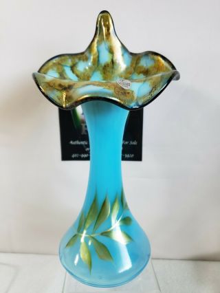 Fenton Sky Blue Showcase Dealer Exclusive Le Tulip Vase 106/1500 11 " Tall