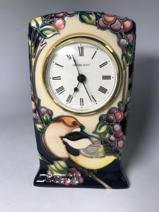 Moorcroft Pottery England Clock Birds & Berries Trial