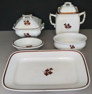 Antique Alfred Meakin England Royal Ironstone China Tea Leaf Mixed Set