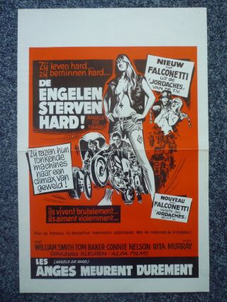Angels Die Hard 1970s Belgian Movie Poster William Smith,  Connie Nelson