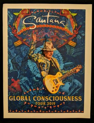 Carlos Santana Signed Concert Tour Flyer