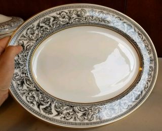 Wedgwood Florentine 15 " Oval Serving Platter Plate Dish Black Dragons W4312