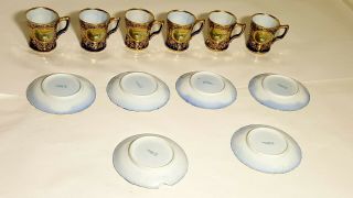 6 Hand Painted NIPPON Gold Cobalt Blue Cups Saucers for Chocolate Pot Porcelain 2