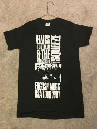 Vintage Elvis Costello & The Squeeze English Mugs 1981 Usa Tour T - Shirt