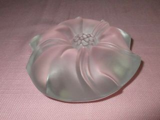 Lalique France Crystal Art Glass Jimson Flower Paperweight Figure Signed
