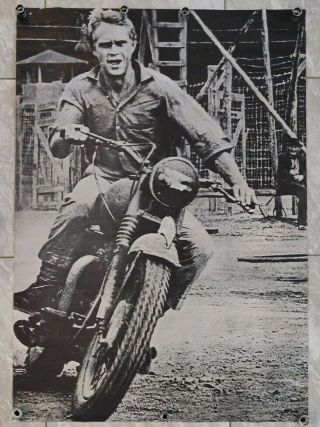Large Vintage Steve Mcqueen The Great Escape Movie Poster 1960s