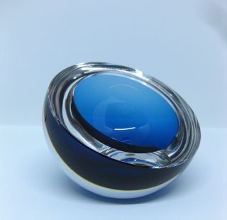 Blue Sommerso Murano Glass Geode Orb Ashtray Antonio Da Ros Cenedese Mcm Italy
