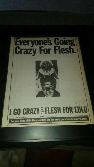 Flesh For Lulu I Go Crazy Rare Radio Promo Poster Ad Framed