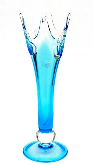 Gigantic 47.  5cm Italian Luxurious Art Glass Turquoise & Ice Blue Art Glass Vase