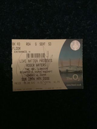 Roger Waters Pink Floyd Signed Ticket Stub,  Obtained In Person,  See Photos