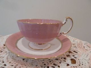 Vintage Aynsley Fine Bone Orchard Fruit Pink Cup & Saucer England