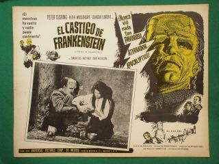 The Evil Of Frankenstein Horror Hammer Monster Peter Cushing Mexican Lobby Card