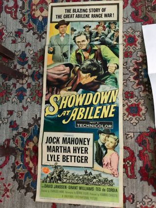 Showdown At Abilene 1956 Universal Western 14x36 " Insert Jock Mahoney Martha Hyer