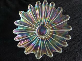 Vintage Federal Glass Celestial Pattern,  Rainbow Iridescent Glass Plate & Bowl 2
