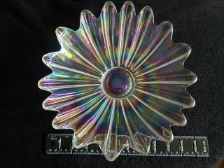 Vintage Federal Glass Celestial Pattern,  Rainbow Iridescent Glass Plate & Bowl 3