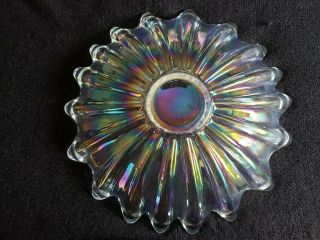Vintage Federal Glass Celestial Pattern,  Rainbow Iridescent Glass Plate & Bowl 4