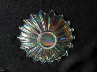 Vintage Federal Glass Celestial Pattern,  Rainbow Iridescent Glass Plate & Bowl 7