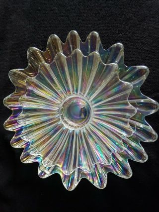 Vintage Federal Glass Celestial Pattern,  Rainbow Iridescent Glass Plate & Bowl 8